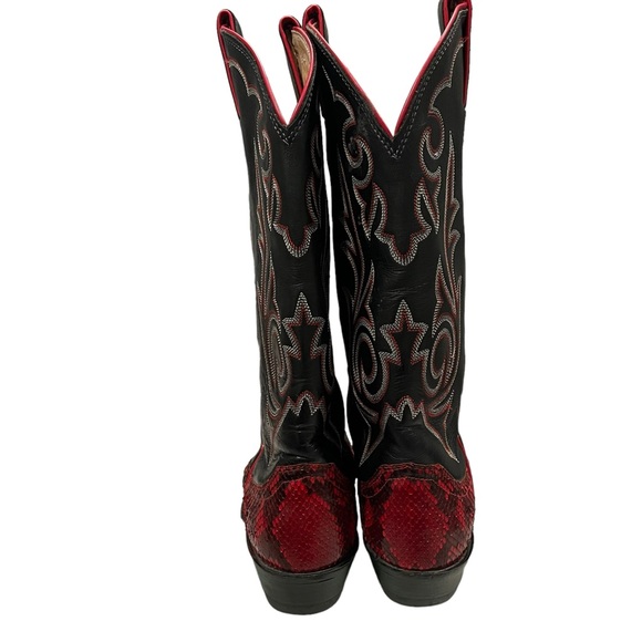 Justin Snakeskin and Leather Western Boots, Sz 5.5 - Picture 14 of 16